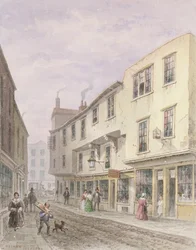Altes Haus am Eingang zur Leather Lane, 1857
