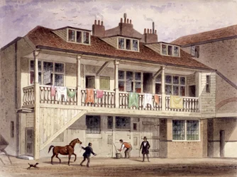 Das Gasthaus Black Lion, Whitefriars Street, London, c1855.