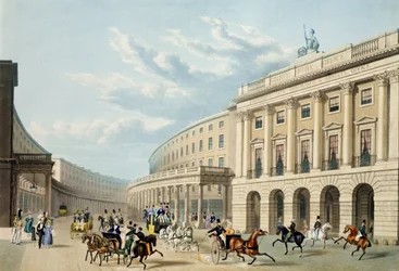 Der Quadrant, Regent Street, von Piccadilly Circus, veröffentlicht von Ackermann, ca. 1835-50