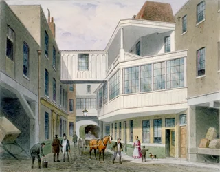 Ansicht des Cross Keys Tavern, Wood Street, City of London, ca. 1850