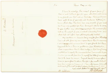 Autographenbrief als US-Botschafter in Frankreich, an Giovanni Fabbroni, Paris, 24. Mai 1789