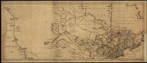 Karte von Kanada und dem nördlichen Teil von Louisiana mit den angrenzenden Ländern