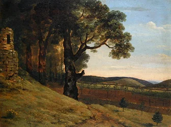 Walisische Landschaft mit Eichen bei einer Ruine