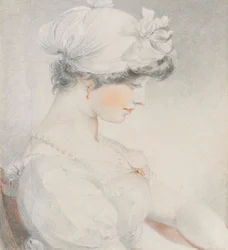 Porträt von Julia Angerstein, Halbfigur, im Profil nach rechts