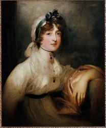 Porträt von Lady Milner Junge Dame in einem Kleid des ersten Kaiserreichs, mit einem blutigen Druck von einem Band bedeckt. Gemälde von Sir Thomas Lawrence
