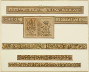 Geschnitzte Friese und Wappen von 46 Baldwin Street