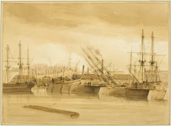 Östlicher Wapping Dock, zeigt die Bark 