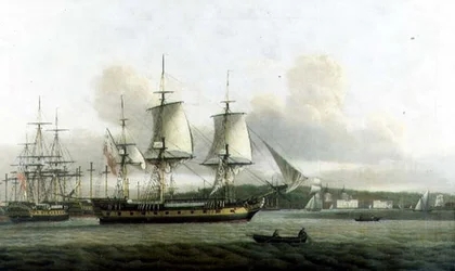 Die "Leda" in zwei Positionen vor Greenwich