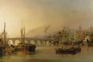 Ansicht von Newcastle vom Fluss Tyne aus, mit Schiffen im Vordergrund, 1831