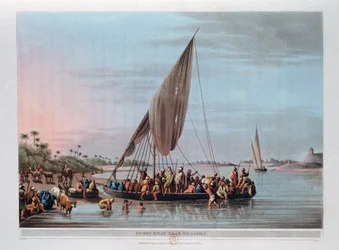 Fähre in der Nähe von Nedssili, Ägypten, 1801