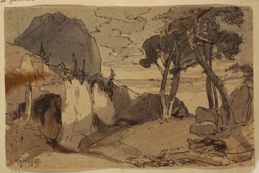 Zeichnung, Straße in einer Berglandschaft, 1875