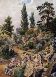Kew Gardens: Im Steingarten (Farblithografie)