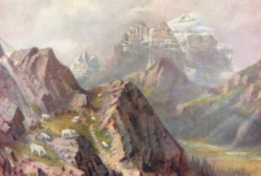 Mount Temple, mit weidenden Wildziegen