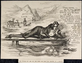 Oscar Wilde als Narziss (mit Inschrift) (Gravur)