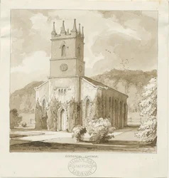 Kidsgrove Kirche: Sepia-Zeichnung