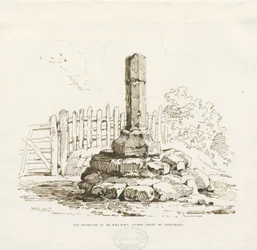 Moreton - Überreste des Steinkreuzes in Chatwell: Federzeichnung, 1838