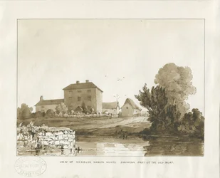 Norbury Herrenhaus: Sepiawaschzeichnung, 1838