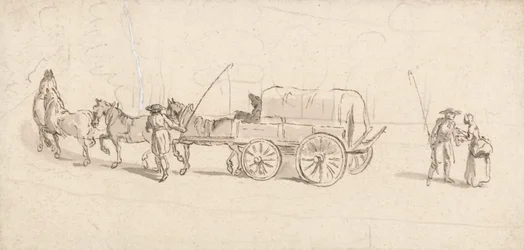 Figuren mit einem Wagen und Pferden
