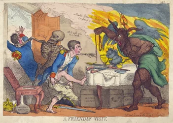 Ein freundlicher Besuch, Satire auf Napoleons Niederlage, Abdankung und Rückzug nach Elba
