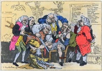 Karikatur von georgischen Chirurgen bei der Arbeit