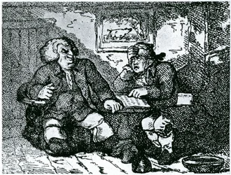 Dr. Johnson und James Boswell erholen sich von einem Kater nach einer Nacht in der Stadt