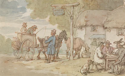 Dr. Syntax vor dem Gasthaus auf halbem Wege