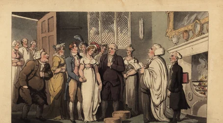 Englischer Gentleman heiratet seine Braut in einem herrschaftlichen Haus