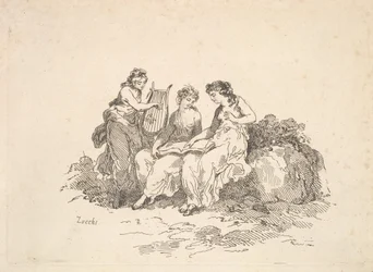Harmonie - Zwei Nymphen singen, eine andere spielt eine Lyra, 1784-88