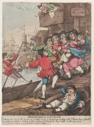 Miseren von London: Beim Betreten einer der Brücken von London oder einer der Zugänge zur Themse von einer Gruppe Wasserleute belästigt werden, die ihre Hände heben und rufen. Ruder. Ruder. Ruder. Ruder.