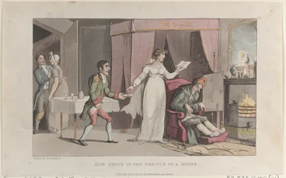 Quae Genus im Dienst eines Geizhalses, aus The History of Johnny Quae Genus, 1. Oktober 1821