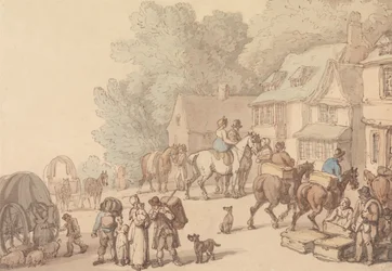 Szene vor einem Gasthaus