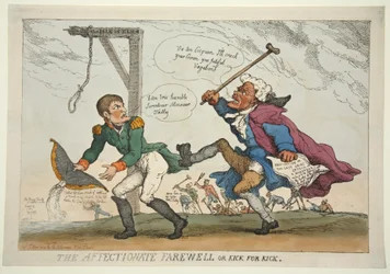 Der liebevolle Abschied oder Tritt für Tritt, veröffentlicht 1814 (handkolorierte Gravur)