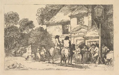 Die Drei Hufeisen, ein Gasthaus am Straßenrand