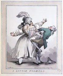 Tighten More - Drucke von Rowlandson, in "Das Korsett in Kunst und Moral vom 13. bis zum 20. Jahrhundert" von F. Libron und H. Clouzot