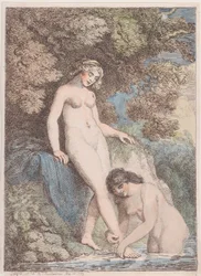 Zwei Nymphen baden, eine wäscht der anderen den Fuß, 20. Mai 1799