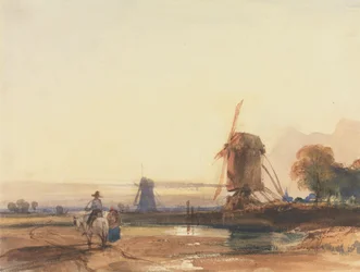 Landschaft mit Windmühlen
