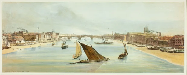 London Bridge, von der Southwark Bridge, Tafel vier aus Originalansichten von London wie es ist