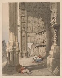 Malerische Architektur in Paris, Gent, Antwerpen, Rouen usw.: Südportal der Kathedrale von Chartres