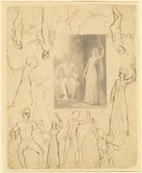 Entwurf für eine Buchillustration von Circe und Odysseus [recto]