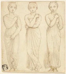 Drei drapierte weibliche Figuren