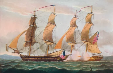 Ein Duell zwischen Brigs, um 1817