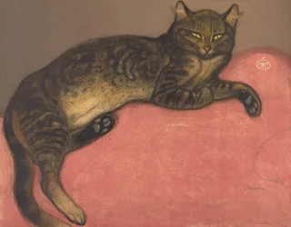 Winter: Katze auf einem Kissen, späte 19. bis frühe 20. Jahrhundert
