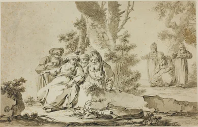 Figuren in orientalischer Tracht in einer Landschaft