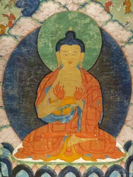 Buddha und drei Jakata: Mahakapi, Ruru, Shaabhamiga