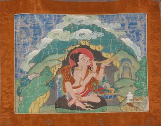 Mahasiddha Krishnacharya, aus einem Teilset von Thangkas, frühes 19. Jahrhundert