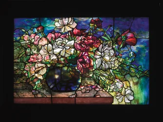 Pfingstrosenfenster aus dem Darius Goff House, Pawtucket, Rhode Island, ca. 1893