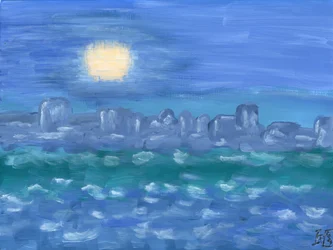 Ruhige mondbeschienene Meereslandschaft
