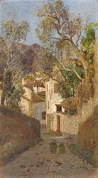 Eine schattige Dorfstraße, 1902