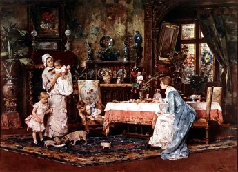 Mutter und Kind in einem eleganten Innenraum