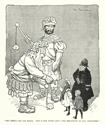 "Ah! Hier sind Gog und Magog, das ist die junge Dame, die ich Ihnen erwähnte, meine Herren"